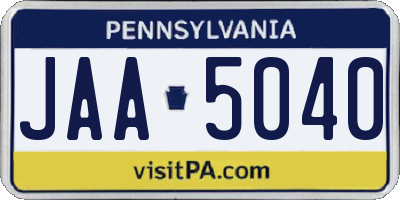 PA license plate JAA5040