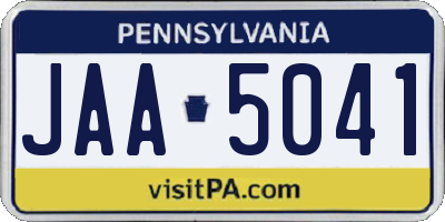 PA license plate JAA5041