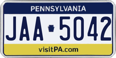 PA license plate JAA5042