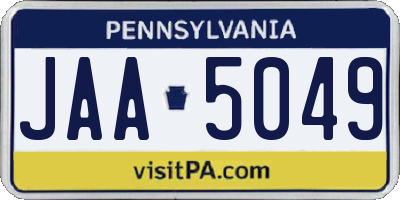 PA license plate JAA5049