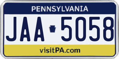 PA license plate JAA5058