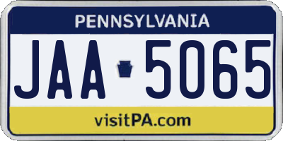 PA license plate JAA5065