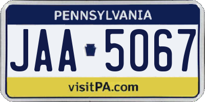 PA license plate JAA5067