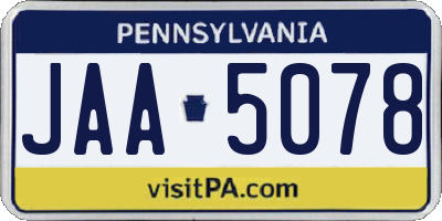 PA license plate JAA5078