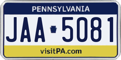 PA license plate JAA5081