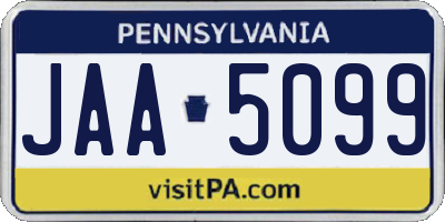 PA license plate JAA5099