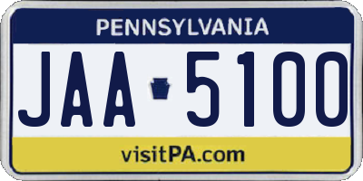 PA license plate JAA5100