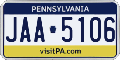 PA license plate JAA5106