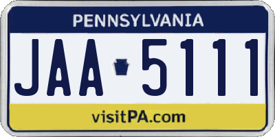 PA license plate JAA5111