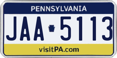 PA license plate JAA5113