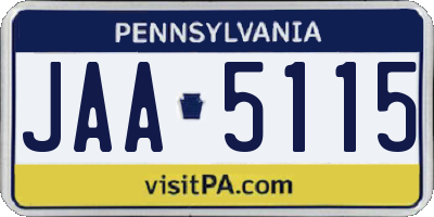 PA license plate JAA5115