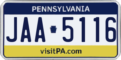 PA license plate JAA5116