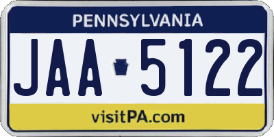 PA license plate JAA5122