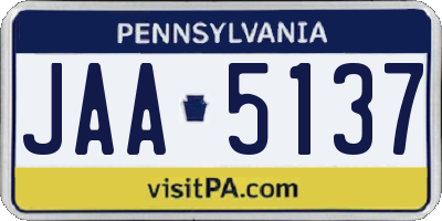 PA license plate JAA5137