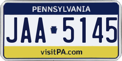 PA license plate JAA5145