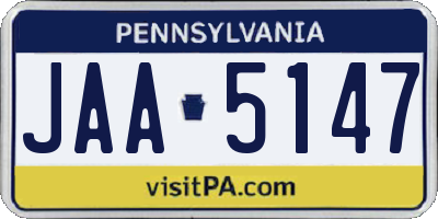 PA license plate JAA5147