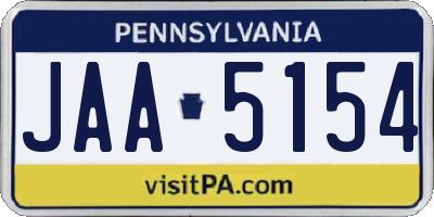 PA license plate JAA5154