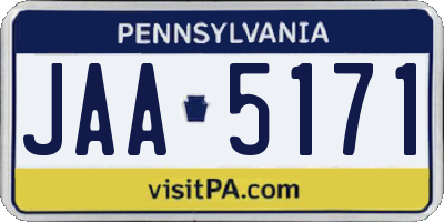 PA license plate JAA5171