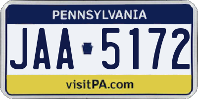 PA license plate JAA5172