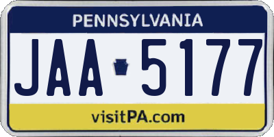 PA license plate JAA5177