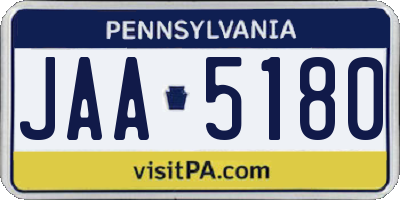 PA license plate JAA5180