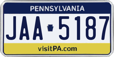 PA license plate JAA5187