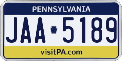 PA license plate JAA5189