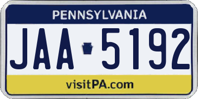 PA license plate JAA5192