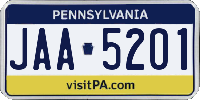 PA license plate JAA5201