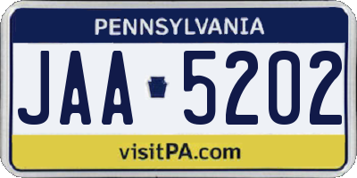 PA license plate JAA5202