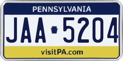 PA license plate JAA5204