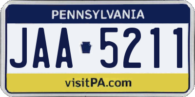PA license plate JAA5211