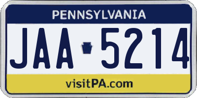PA license plate JAA5214