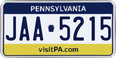 PA license plate JAA5215