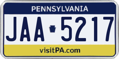 PA license plate JAA5217