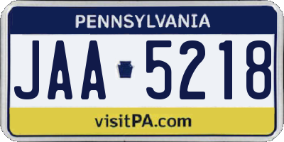 PA license plate JAA5218