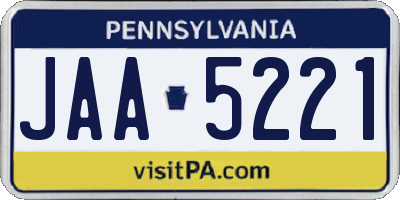 PA license plate JAA5221