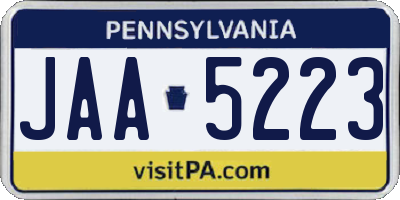 PA license plate JAA5223