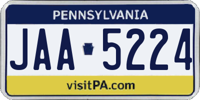 PA license plate JAA5224