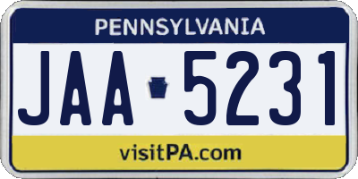 PA license plate JAA5231