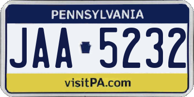 PA license plate JAA5232