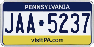 PA license plate JAA5237