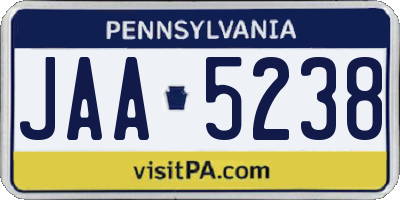 PA license plate JAA5238