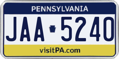 PA license plate JAA5240