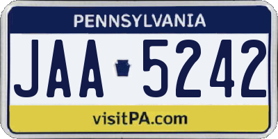 PA license plate JAA5242