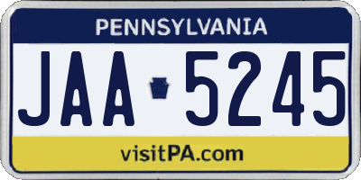 PA license plate JAA5245