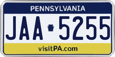 PA license plate JAA5255