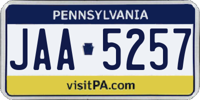 PA license plate JAA5257