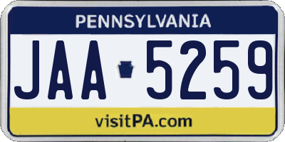 PA license plate JAA5259