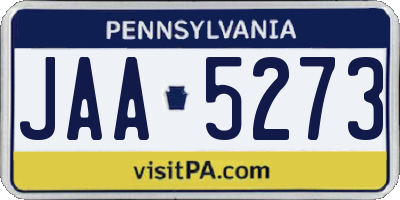 PA license plate JAA5273